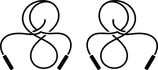 Jump rope exercise icons showing fitness training equipment in minimal line style flat vector illustration modern design © Mst