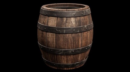 Obraz premium Old Wooden Barrel with Metal Bands.