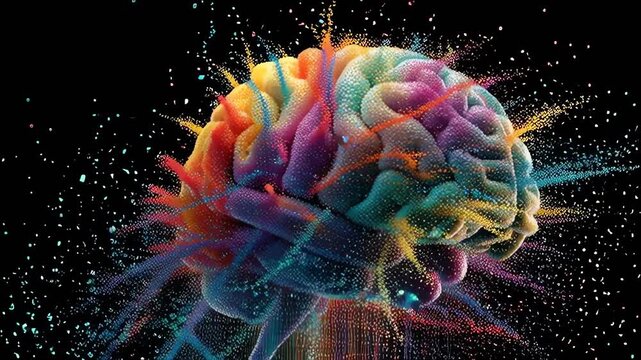 Abstract Colorful Human Brain Explosion of Creativity and Ideas