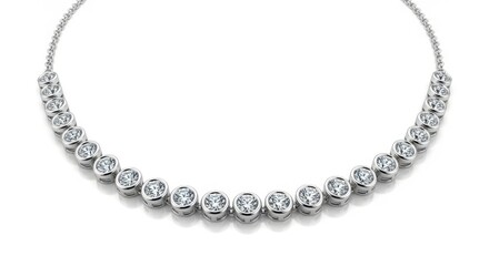Obraz premium Sparkling Diamond Necklace on White Background