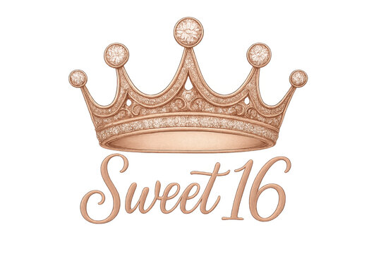 Sweet 16 rose gold crown celebration design