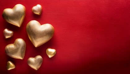 Obraz premium Red Bakcground With Golden Hearts