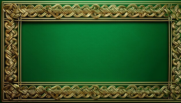 Elegant Green Background With Gold Celtic Knot Border Design