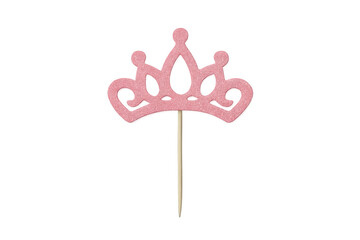 Obraz premium Pink glitter crown cupcake topper celebrating princess party