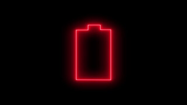 Neon battery charging icon motion video