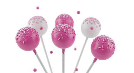 Pink and White Cake Pops with Sprinkles