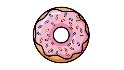 Fototapeta premium Vibrant pink frosted donut illustration with colorful sprinkles a delightful sweet confectionery dessert icon perfect for various design projects