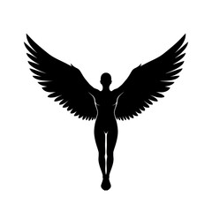 Black silhouette of a woman with wings