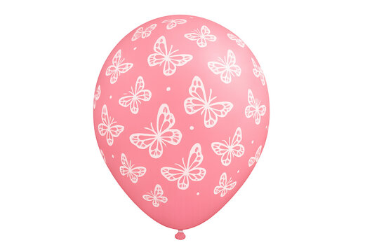 Pink butterfly balloon floating joyfully transparent background