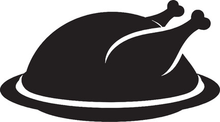 Roast Turkey on Serving Platter Silhouette