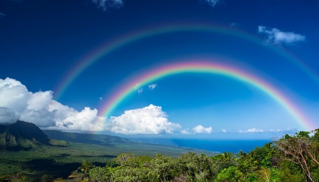 Real Maui Hawaiian Rainbow Anuenue Over The Blue Sky Heavenly Sky White Cloud
