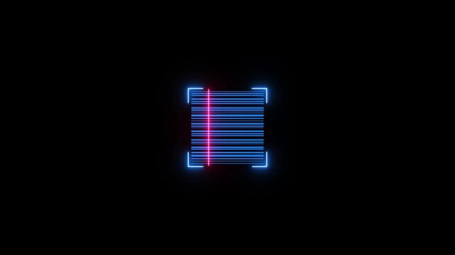 Bar code scanning animation on black background. Laser beam barcode scanning motion. QR code Futuristic barcode code 4k video footage.