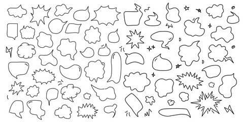 Comic doodle speech bubble set 