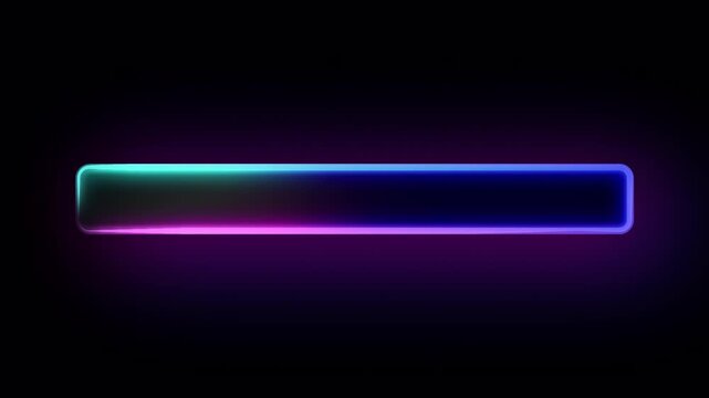 A glowing horizontal text box gradient neon light with copy space on transparent alpha channel