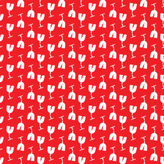 Seamless pattern. Broken glass symbol. Represents caution and fragility. Red and white colors. Suitable for packaging delicate and easily broken items.