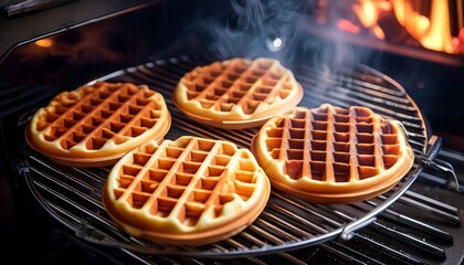 Waffles Being Baked