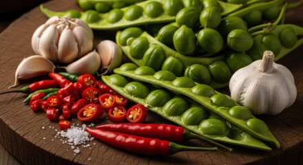 Fresh Green Peas and Spices.