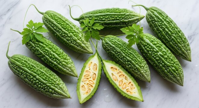 Bitter Gourd Fruits Arrangement.