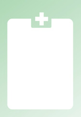 Obraz premium Minimalist Healthcare Clipboard with Medical Cross on green Gradient Background for digital interfaces