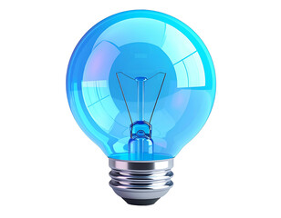 Obraz premium Vivid blue bulb with internal filament glows against a stark black