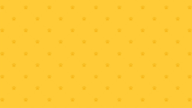 Vibrant yellow seamless pattern with subtle paw prints and dotted geometric lines. Cheerful pet theme vector