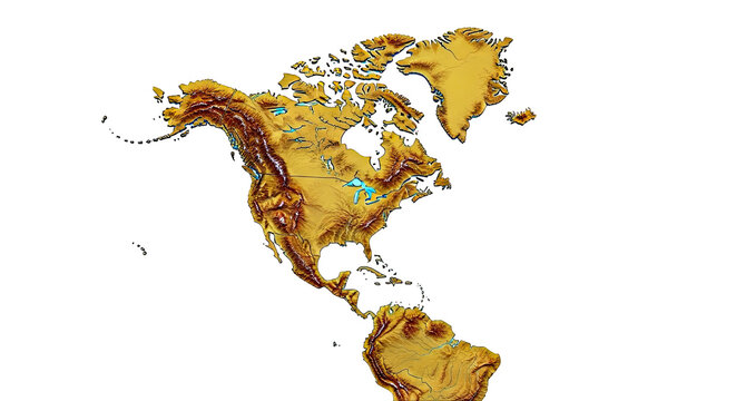 Topographical Map of North and South America