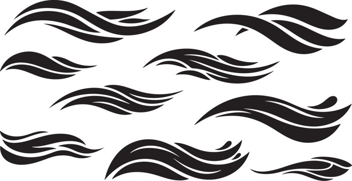 Black and white abstract wave design elements pattern