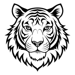Obraz premium Simple tiger head outline vector illustration isolated on white background