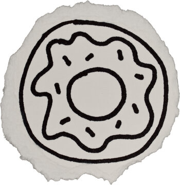 Black And White Grunge Ripped Paper Donut Doodle
