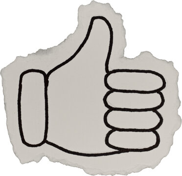 Black And White Grunge Ripped Paper Thumbs Up Doodle