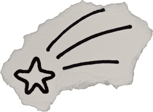 Black And White Grunge Ripped Paper Star Doodle