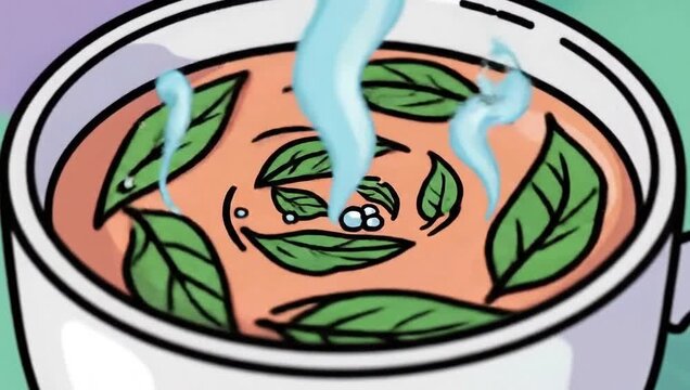 Refreshing Herbal Tea Illustration - A Cup of Wellness.