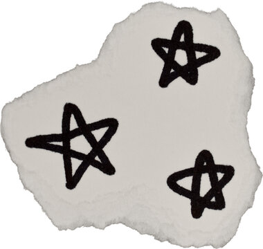 Black And White Grunge Ripped Paper Stars Doodle