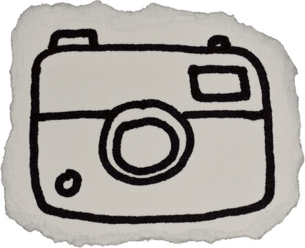 Black And White Grunge Ripped Paper Camera Doodle