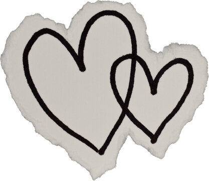 Black And White Grunge Ripped Paper Hearts Doodle