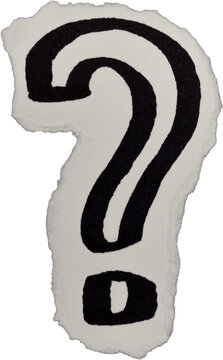 Black And White Grunge Ripped Paper Question Mark Doodle
