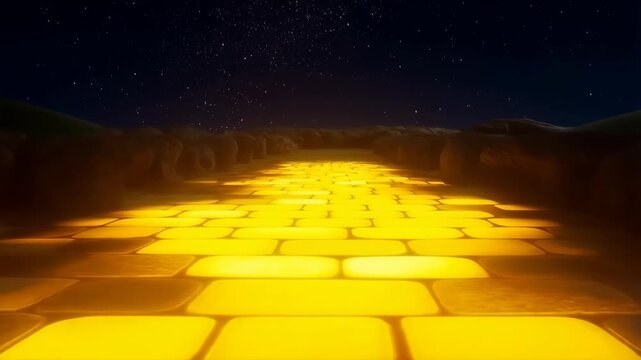 Golden brick road closeup, abstract success pathway background