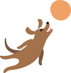 Cute cartoon dog jumping to catch a ball vector illustration