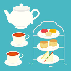 Afternoon Tea Set with Scones, Macarons and Sandwiches  
