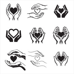 Gentle Hands With Heart Love Silhouette Vector Design