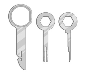 Vector illustration of automotive interior repair tools. Isolated on white.  Tool set. 