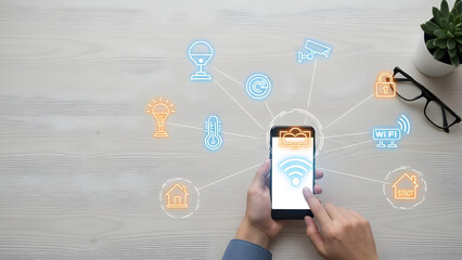 Smart home technology interface on mobile device with connected devices