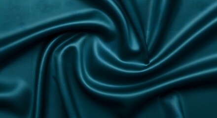 Obraz premium Luxurious Dark Teal Satin Fabric Texture with Elegant Ripples and Folds for Fashion or Interior Design Background