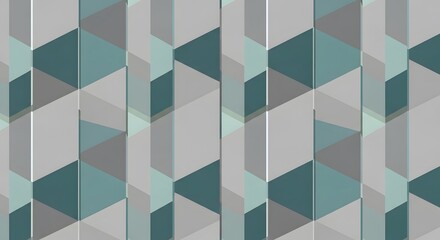 Obraz premium Abstract Seamless Geometric Pattern with Blue-Green and Grey Triangles for Architectural Wallpapers and Modern Textiles