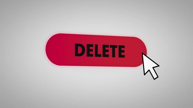 Red delete button clicked by cursor on minimal user interface screen
