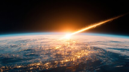 Bright object falling towards Earth during a clear evening sky
