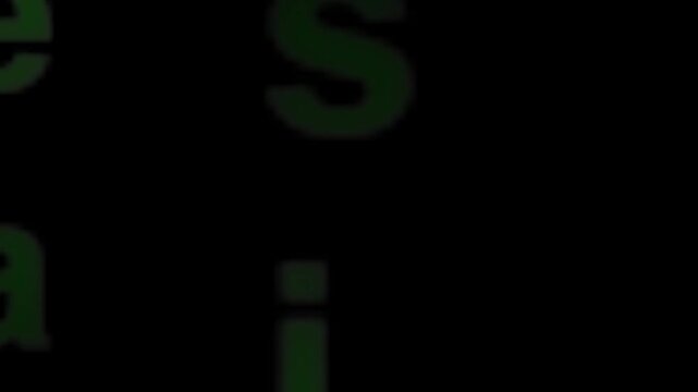 Digital matrix code falling on black background