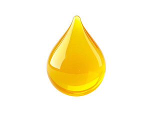 Glossy, golden droplet isolated against a solid black background