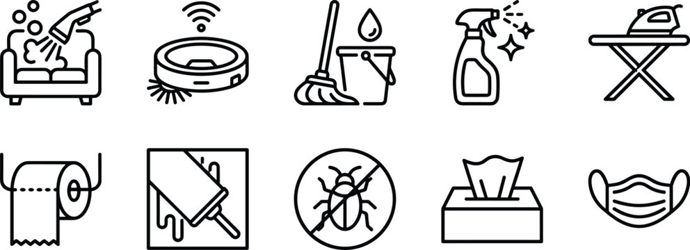 Set of 10 cleaning and hygiene icons vector