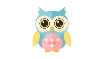 Fototapeta premium Adorable cartoon owl illustration with large eyes and soft pastel colors showcasing whimsy and charm